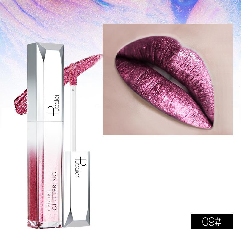 Pudaier Pearly Feuchtigkeitsspendende Lip Glaze Star Shine Metallic Matte Wasserdicht Lip Gloss Lippenstift Lip Madeup 09# von Joom DACH