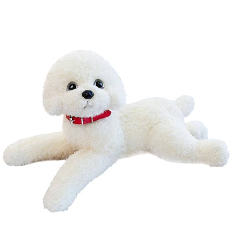 Pudel Stofftier Hund Teddyhund Hund Umarmungskissen Kissen niedlich flauschig weich anzufassen groß realistisches Tier genäht niedlich beruhigend Geschenk weiß weiß von Joom DACH