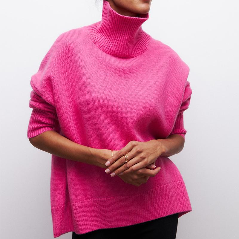 Pullover Damen Loose Half Rollkragenpullover Einfarbig Pullover Strickoberteil M rosa Pullover Damen Loose Half Rollkragenpullover Einfarbig Pullover Strickoberteil M rosa von Joom DACH