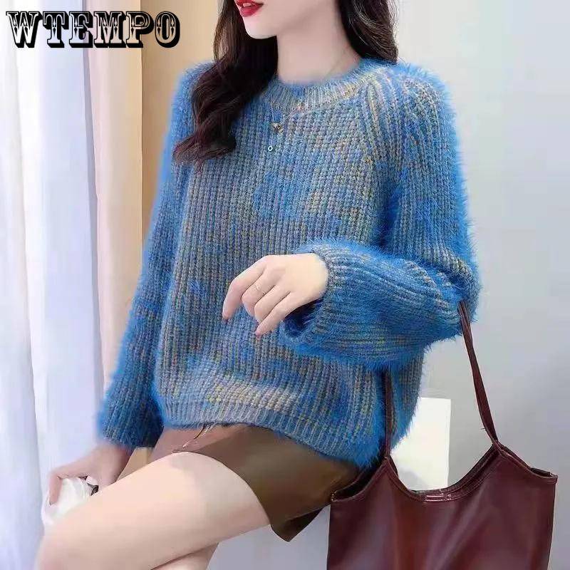 Pullover Damen Pullover Locker Herbst und Winter Warm Casual Style Rücken Geteilter Kurzer Dicker Pullover S blau von Joom DACH