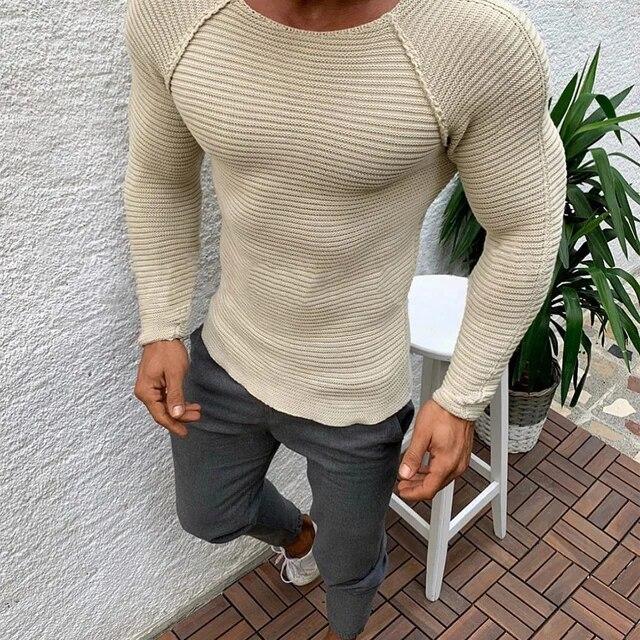 Pullover Frühling Slim Solid Fashion Inside Unterwäsche Herren Mock Neck Basic T-Shirt Bluse Pullover Langarm Top XL beige von Joom DACH