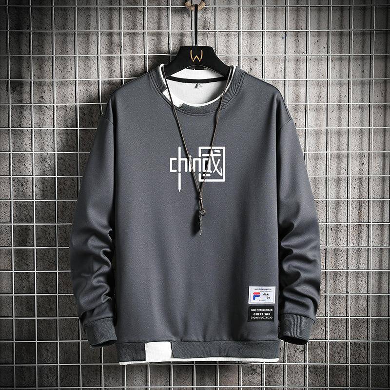 Pullover Frühlingstrend Herren Herbst Neuer Pullover Guochao Pullover Rundhals Täglich Lässig Langarm Unterhemd 2XL graue von Joom DACH