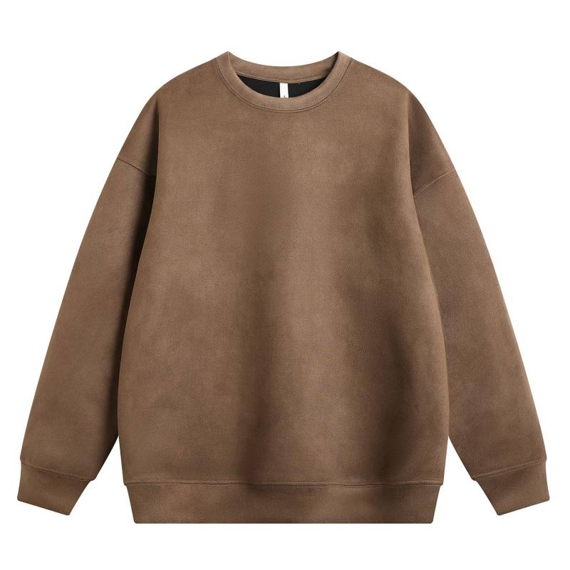 Pullover Herren Frühling und Herbst Amerikanisches Retro-Rundhalsoberteil Lose Einfarbiges Freizeithemd für Teenager M khaki von Joom DACH