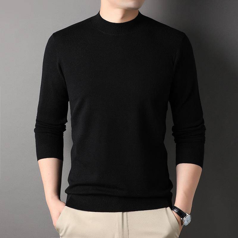 Pullover Herren Frühling und Herbst Casual Junge und Mittleren Alters Herren Pullover Herren Langarm T-Shirt Halbhohe Bottoming Top XXXXL von Joom DACH