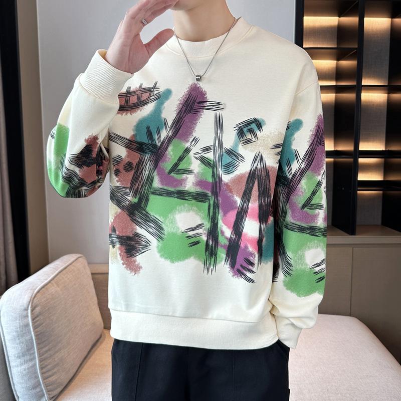 Pullover Herren Trendy Marke Rundhals Pullover Unterhemd Kleidung Frühling und Herbst Langarm Bedruckte Herrenbekleidung XXXL von Joom DACH