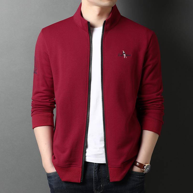 Pullover Herren Vollbaumwolle Casual Loose Oberbekleidung Mittleren Alters Strickjacke Stehkragen Papa Herbst Outfit Business Dünner Mantel Männer XXXL von Joom DACH