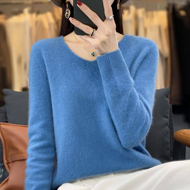 Pullover Kaschmirpullover Damen Strickware V-Ausschnitt Langarm Herbst Winter Mode Basic Kleidung Oberteile L von Joom DACH