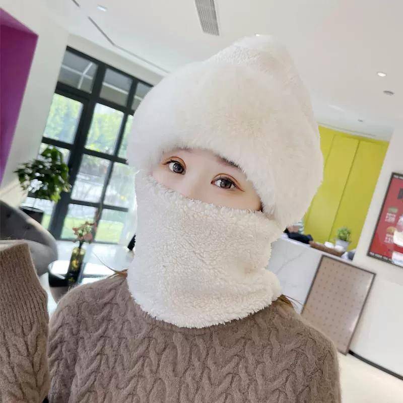 Pullover Mütze Schal integriert Damen 2024 Neu Winter Vielseitig Elektrofahrzeug Radfahren Warm Artefakt Winddicht Nackenschutz adult average size von Joom DACH