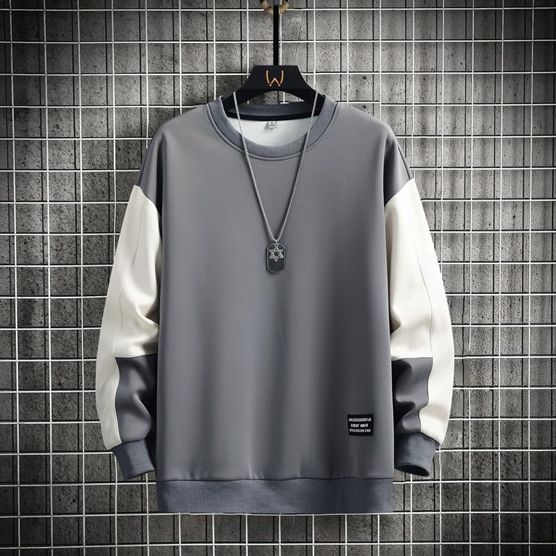 Pullover Rundhals Frühling und Herbst Ohne Mütze Langarm Lockeres Oberteil Jungen Teenager Schüler Herrenbekleidung M graue von Joom DACH