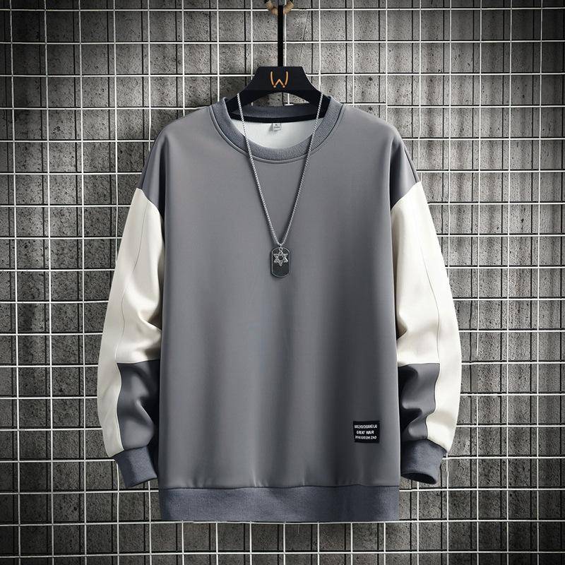 Pullover Rundhals Frühling und Herbst Ohne Mütze Langarm Lockeres Oberteil Jungen Teenager Schüler Herrenbekleidung M graue von Joom DACH