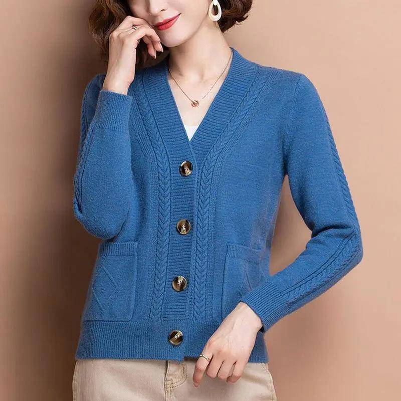 Pullover Strickjacke Damen Kurz Herbst und Winter Oberbekleidung Mode Gestrickte Kleine Jacke Lockeres und Dünnes Oberteil 3XL blau von Joom DACH