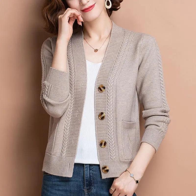 Pullover Strickjacke Damen Kurz Herbst und Winter Oberbekleidung Mode Gestrickte Kleine Jacke Lockeres und Dünnes Oberteil XS kamelfarben von Joom DACH