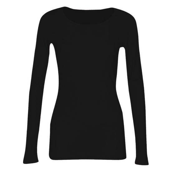 Pullover Tops Damen Geripptes Langarm Unterhemd Normale Passform Leicht Rundhals S schwarz von Joom DACH