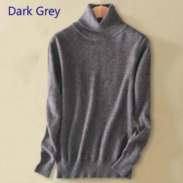 Pullover aus reinem Kaschmirwolle für Damen, gestrickt, Rollkragen, Kaschmirpullover, Pullover, Elastizität, Pull Femme, Stehkragen, Strickpullover 3XL dunkelgraue von Joom DACH