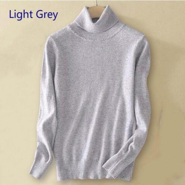 Pullover aus reinem Kaschmirwolle für Damen, gestrickt, Rollkragen, Kaschmirpullover, Pullover, Elastizität, Pull Femme, Stehkragen, Strickpullover 3XL licht grau von Joom DACH