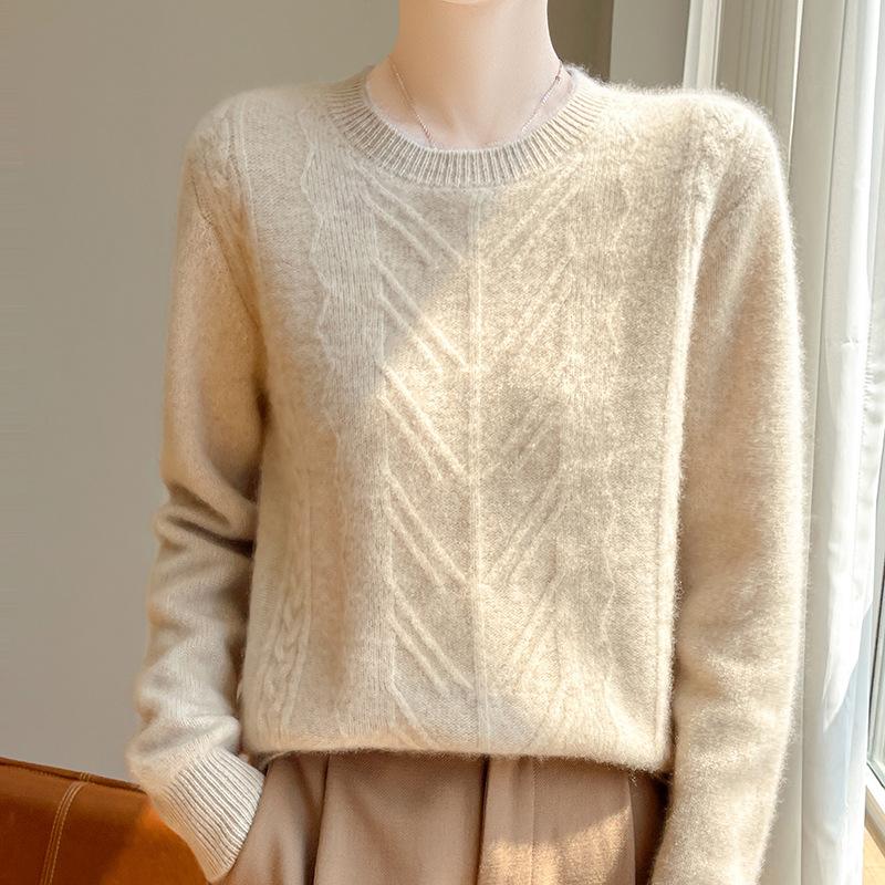 Pullover für Damen im Herbst- und Winterstil, modisch und vielseitig, Kaschmir-Strick-Basisshirt, temperamentvoll, figurbetont, Pullover XXL von Joom DACH