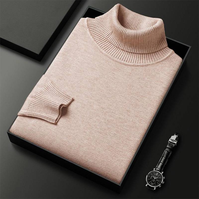 Pullover für Herren Anti-Pilling-Strickwaren Rollkragenpullover Slim Fit Langarmpullover Einfarbig Herrenbekleidung 4XL beige von Joom DACH