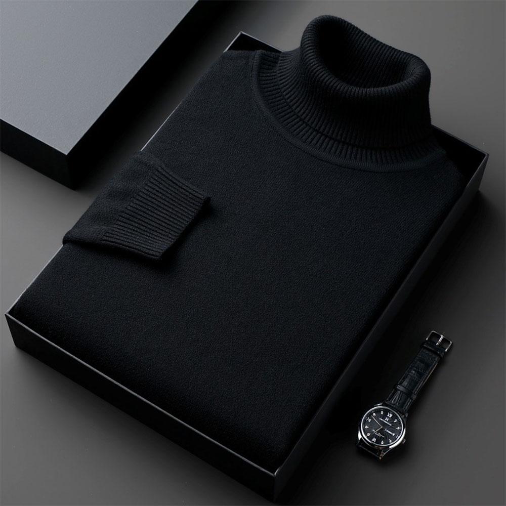 Pullover für Herren Anti-Pilling-Strickwaren Rollkragenpullover Slim Fit Langarmpullover Einfarbig Herrenbekleidung 4XL schwarz von Joom DACH