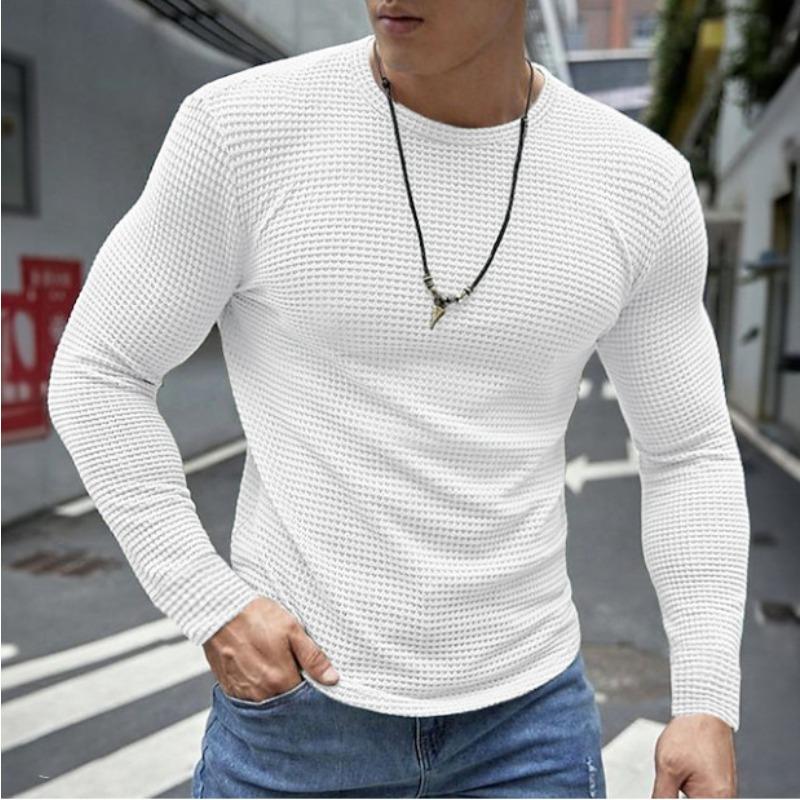 Pullover & Langarmshirts Herbst Basic-Shirt Slim Fit Langarm Rundhals Lässige Herren-T-Shirts L von Joom DACH