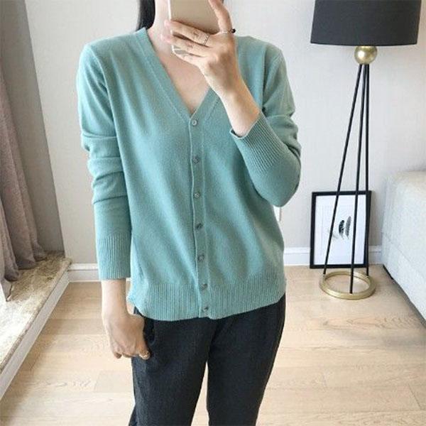 Pullovermantel mit V-Ausschnitt Außenpassend Frühling und Herbst Strickjacke Kurz Lockeres Oberteil V-Ausschnitt Damen Offene Cardigans XL grün von Joom DACH