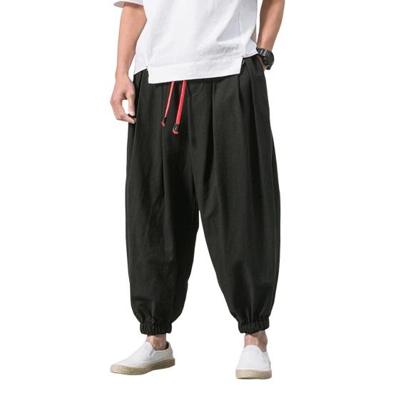 Pumphose für Herren, Baggy, tiefer Schritt, lockerer Kordelzug, elastische Taille, Taschen in Übergröße, Knöchelband, weich, atmungsaktiv, lässig, täglich, lange Haremshose XL schwarz Pumphose für Herren, Baggy, tiefer Schritt, lockerer Kordelzug, elastische Taille, Taschen in Übergröße, Knöchelband, weich, atmungsaktiv, lässig, täglich, lange Haremshose XL schwarz von Joom DACH