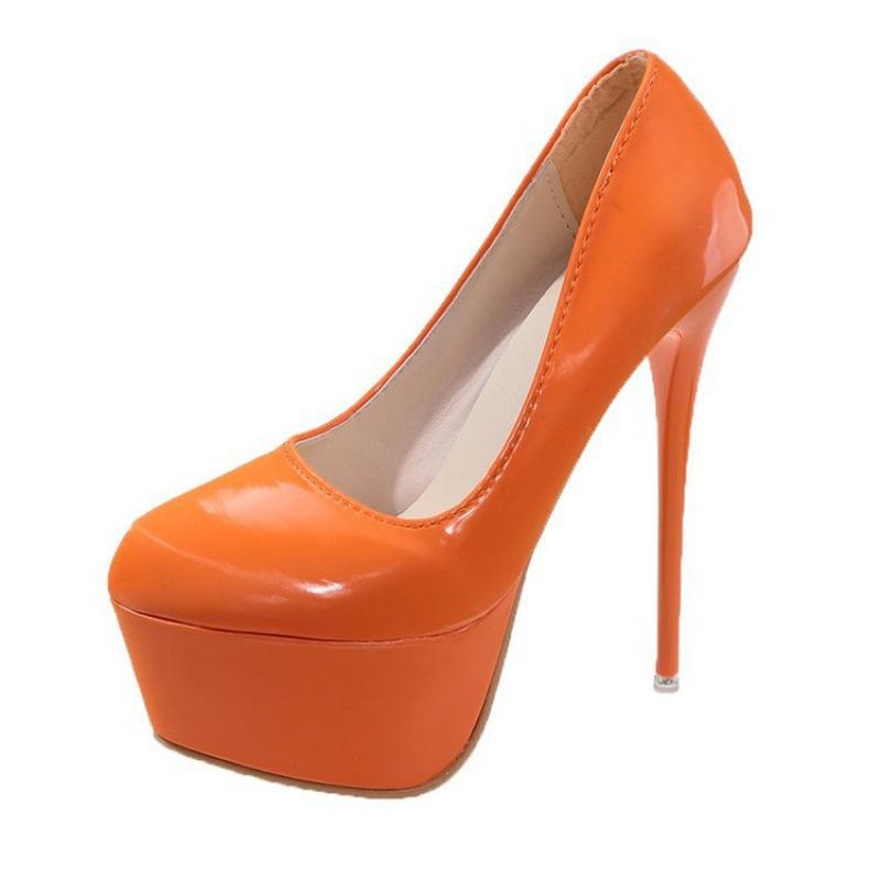 Pumps mit runder Spitze zum Hineinschlüpfen für Damen  Neue Damen-High Heels von hoher Qualität Mode Einfarbig Party-Pumps 43 orange von Joom DACH