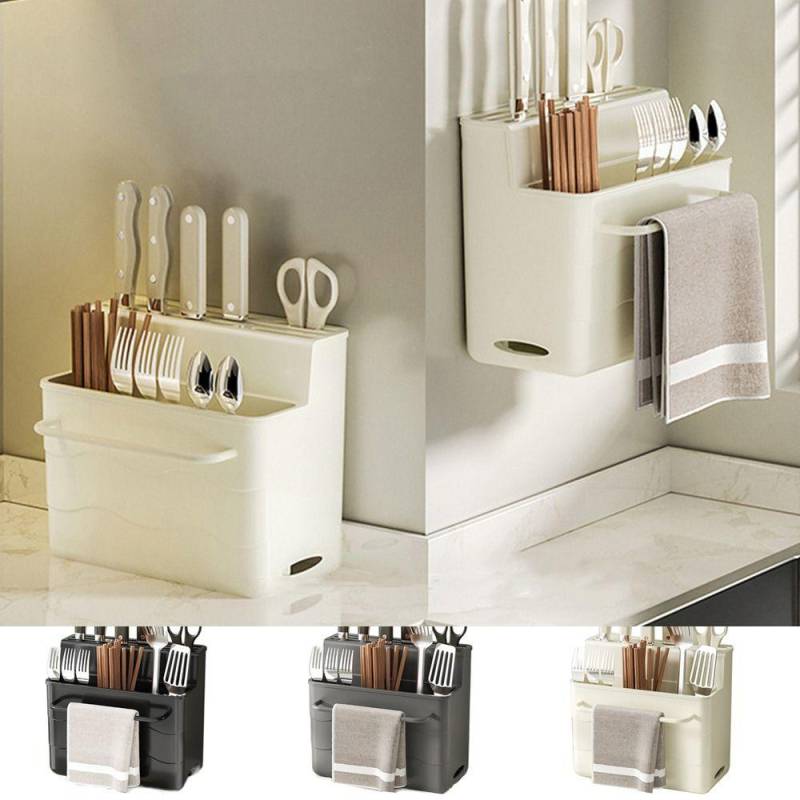 Punch Free Integrierte Essstäbchen Rohr Wand Montiert Utensilien Trocknen Rack Messer Lagerung Rack Küche Style A grau von Joom DACH