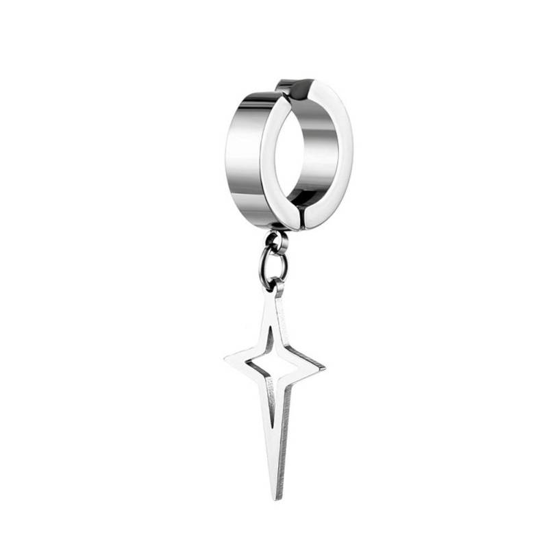Punk Edelstahl Ohrclip Unisex Hip Hop Ohrring Manschette für Männer Frauen Gothic Stil Piercing Gefälschte Ohr Schmuck Zubehör Temperament Party Geschenke Cross silber von Joom DACH