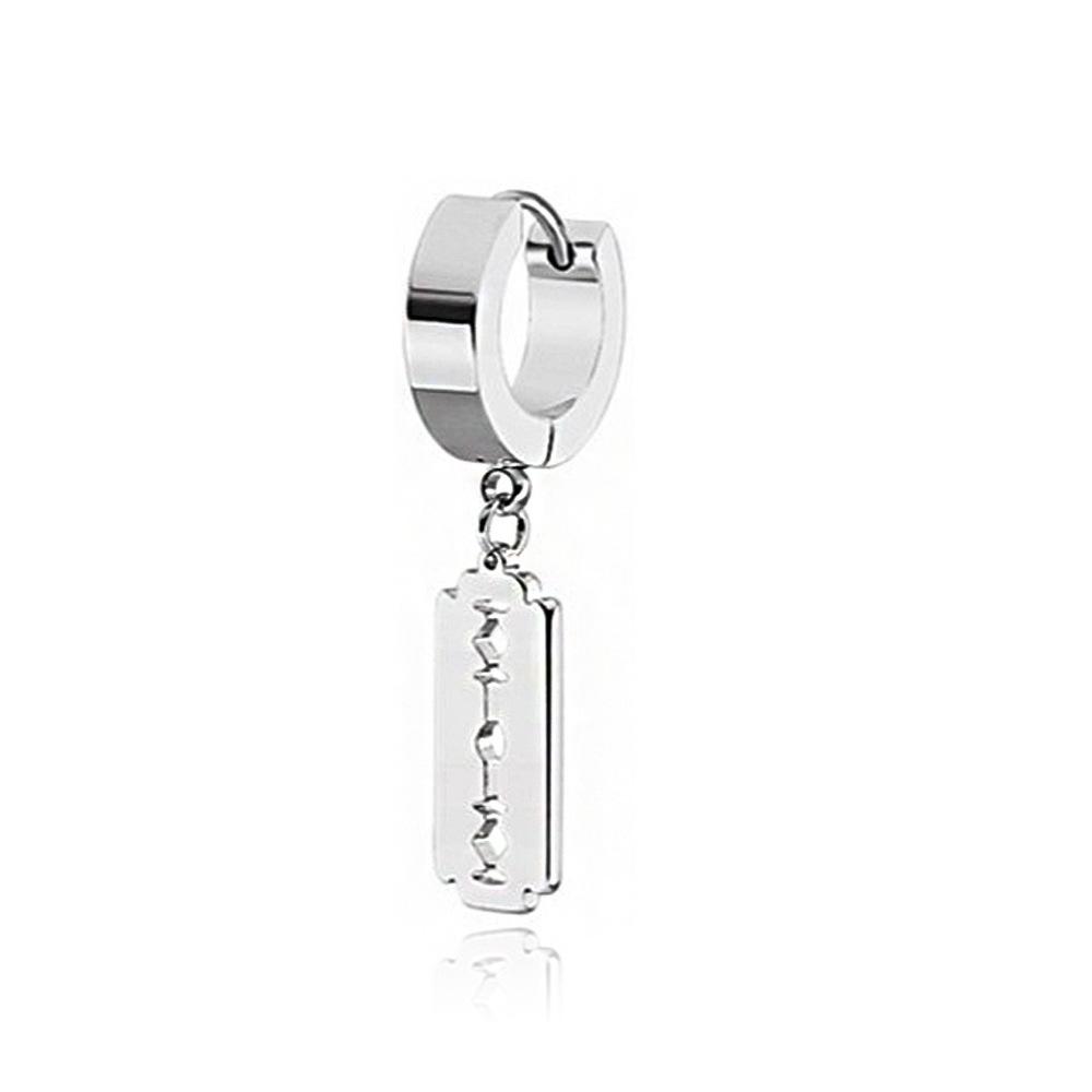 Punk Kreativer Hohlklingen-Anhänger Ohrring Edelstahl für Damen/Herren Schmerzloser Ohrclip Ohrstecker Gothic Hip-Hop Ohr silber von Joom DACH