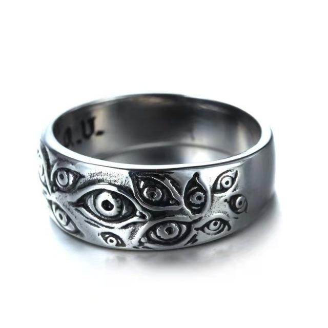 Punk Mode Ringe für Frauen Männer Retro Hip-Hop Persönlichkeit Ring Gravierte Dämon Auge Retro Hipster Ring Hohl Kreuz ringe 13 von Joom DACH