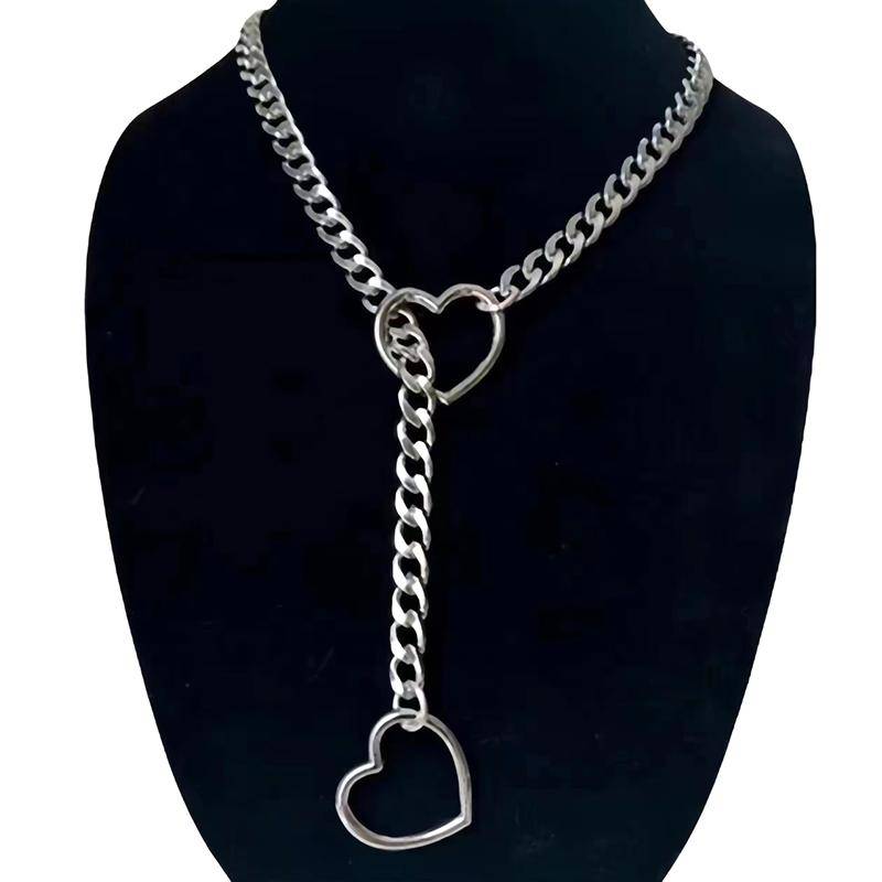 Punk Rock Übertreiben Persönlichkeit Herz O-Ring Slip Kette Für Frauen Mädchen Einfache Vielseitige Lange Halskette Schmuck Zubehör Geschenk von Joom DACH