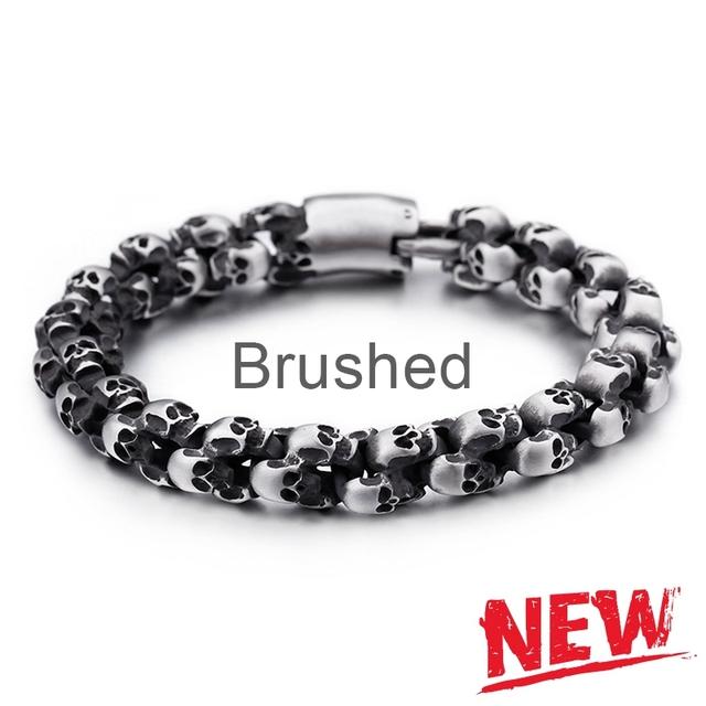 Punk Schädel Armbänder Männer Edelstahl Glänzend Matt Schädel Charme Link Kette Brecelets Männlichen Gothic Schmuck 24.5CM von Joom DACH