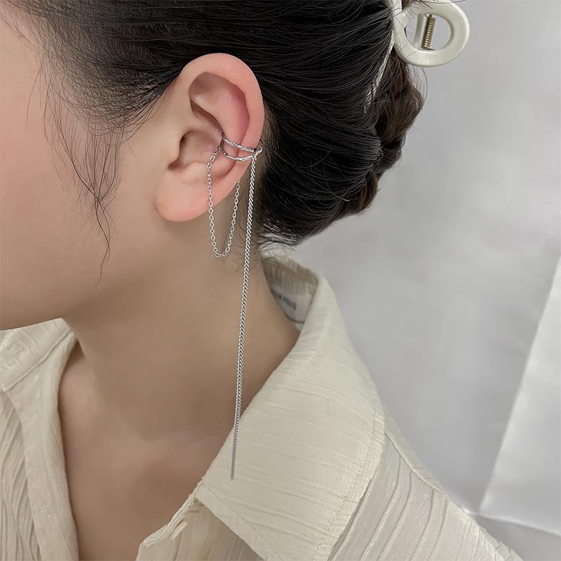 Punk Silber Farbe Lange Quaste Ohr Manschette Frauen Koreanische Mode Mädchen Baumeln Clip Auf Ohrringe Vintage Gefälschte Piercing Ohrringe Schmuck silber von Joom DACH
