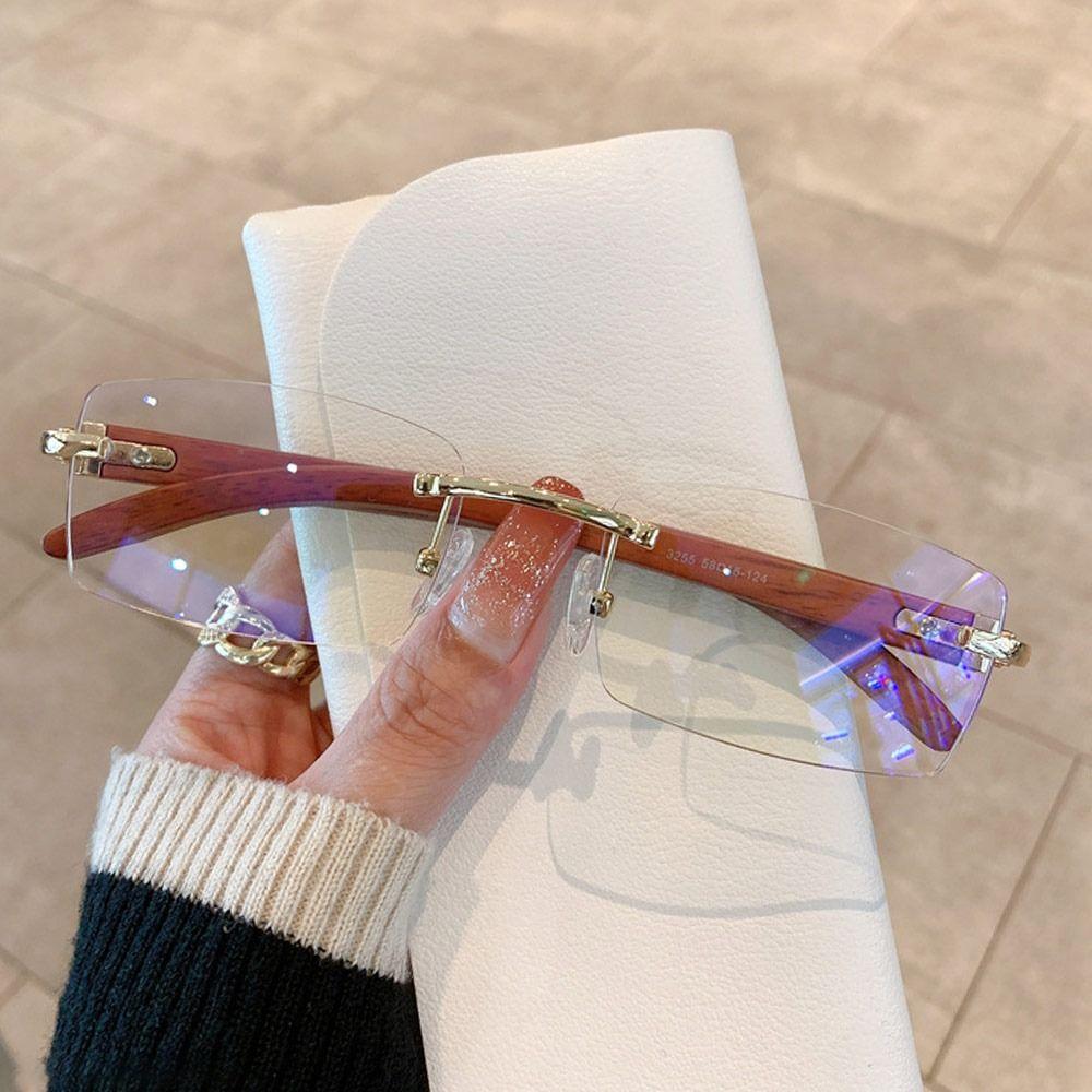 Punk-Sonnenbrille mit Farbverlauf, UV400, rahmenlose Brille, Vintage-Sonnenbrille für Damen und Herren Gold-Transparent von Joom DACH