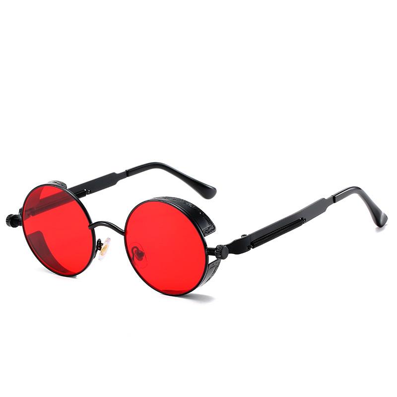 Punk Steam Sonnenbrille für Männer Vintage Brille Unisex klassische runde Rahmen Brille schwarz/rot von Joom DACH