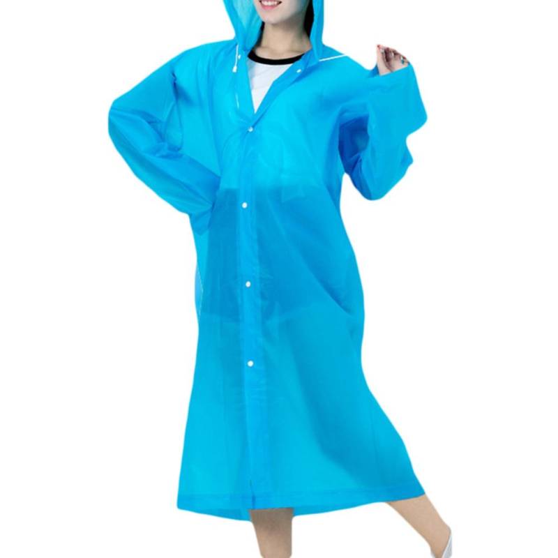 Puntos Damen Unisex Outdoor Wasserdichter, verdickter, wiederverwendbarer Regenmantel mit Kapuze, Regenponcho, Regenbekleidung blau von Joom DACH