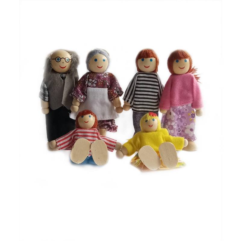 Puppenfamilie Puppenhaus für Kinder Geschenk aus Holz 6Pcs bunt von Joom DACH