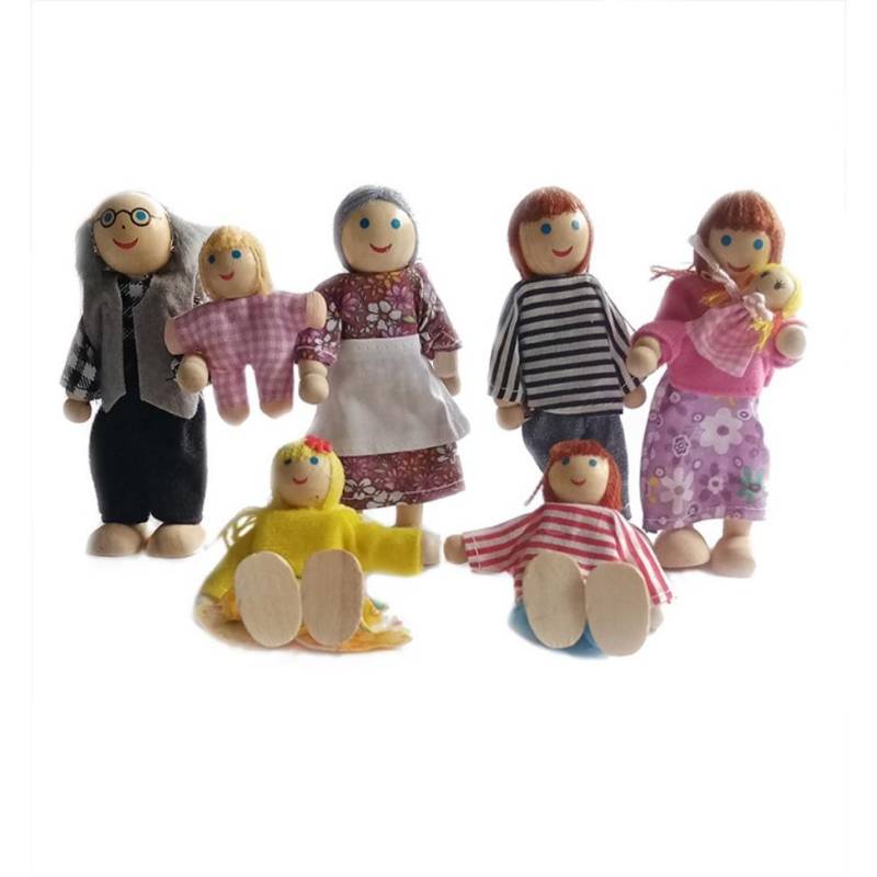 Puppenfamilie Puppenhaus für Kinder Geschenk aus Holz 8Pcs bunt von Joom DACH