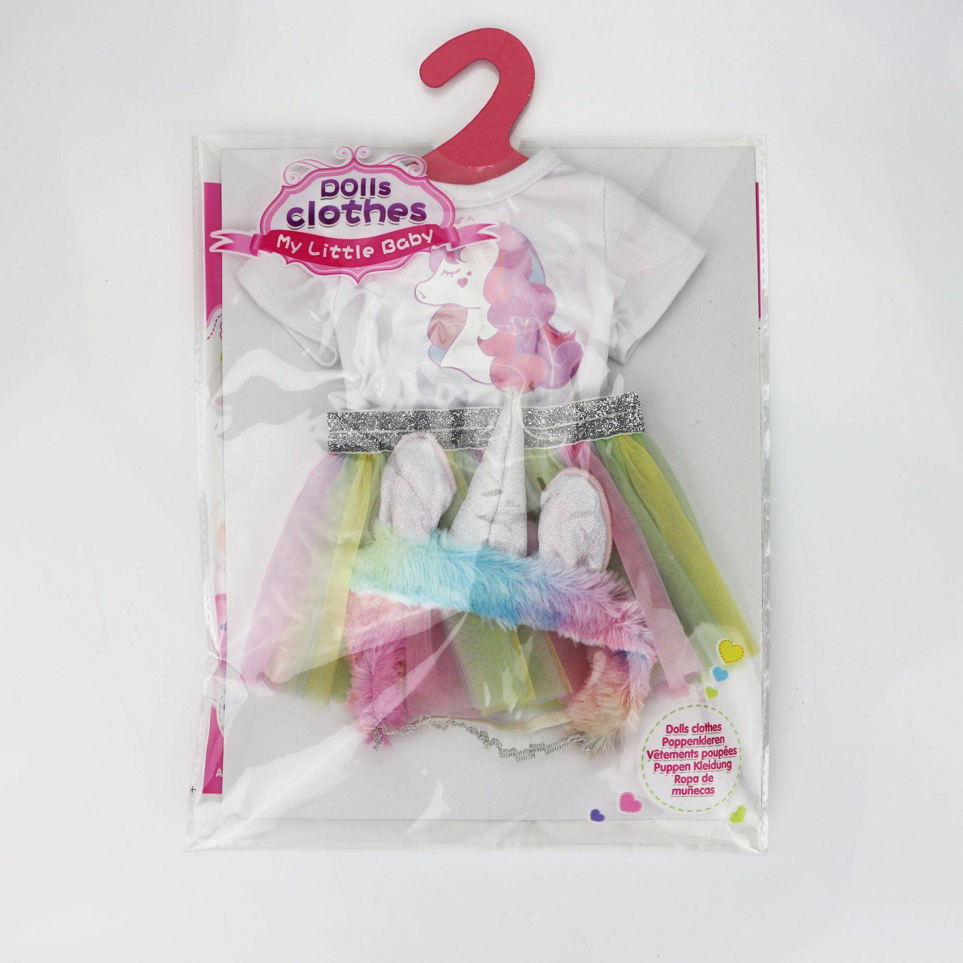 Puppenkleidung für Neugeborene, Strampler und Rock mit Einhornmuster und Stirnband für 18 -Puppen (40-45 cm) 3er Set 28*13cm,13cm,30cm,3cm bunt von Joom DACH
