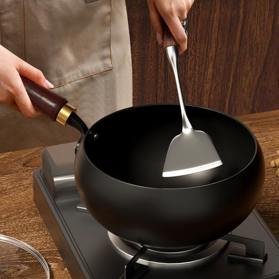 Pure Iron Wok Traditional Cast Iron Pan Uncoated Hand-Forged Non-Stick Iron Pan for Gas And Induction Cooker A von Joom DACH
