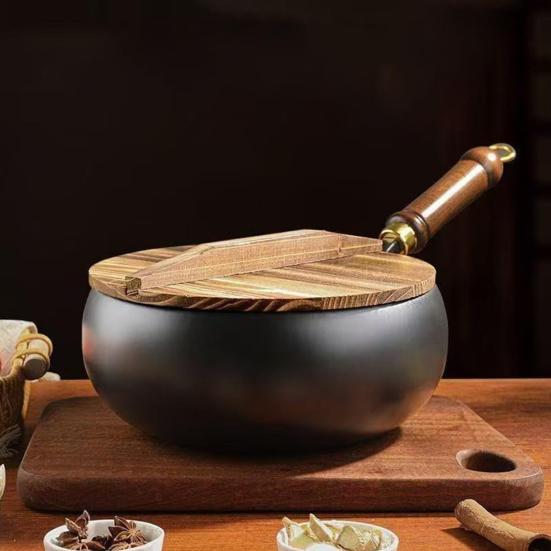 Pure Iron Wok Traditional Cast Iron Pan Uncoated Hand-Forged Non-Stick Iron Pan for Gas And Induction Cooker A von Joom DACH