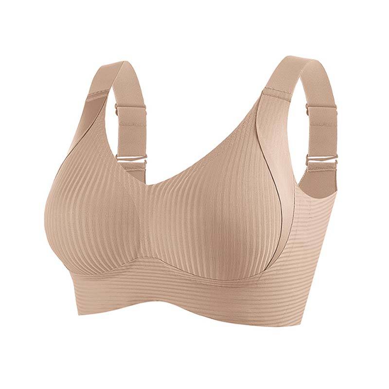 Push-Up-BH für Damen, nahtlose Unterwäsche, bügelloses Bralette, einfache, einfarbige BHs, Damen-Büstenhalter 34AB-42AB L beige von Joom DACH