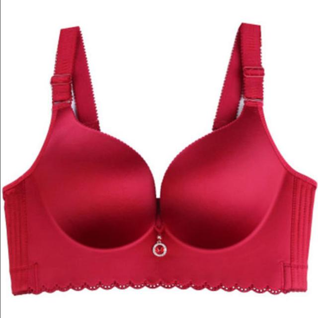 Push-Up-BHs für Damen in Übergröße, DE, drahtfrei, Bralette, dünne sexy Unterwäsche, Dessous, Push-Up-BH in Übergröße für Damen 50/115D rot von Joom DACH