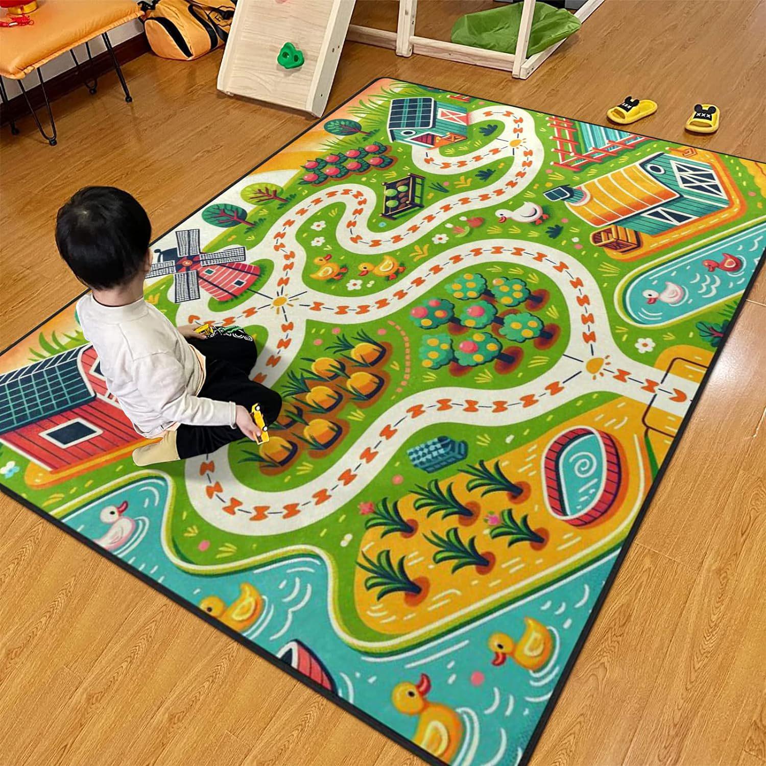 Puzzle-Bodenmatte mit Cartoon-Autobahnmotiv für Kinder – lustige Spielmatte mit Verkehrskarten für Kinder- und Eltern-Kind-Zimmer 40x60 cm von Joom DACH