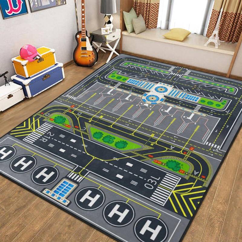 Puzzle-Bodenmatte mit Cartoon-Autobahnmotiv für Kinder – lustige Spielmatte mit Verkehrskarten für Kinder- und Eltern-Kind-Zimmer 80x120 cm von Joom DACH