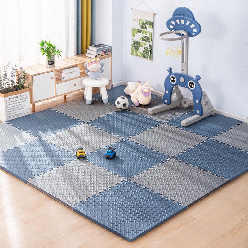 Puzzlematte für Kinder, Fliesen, Schaumstoff, Baby-Spielmatte, Kinderteppich, Matte für Heimtrainingsgeräte, Bodenpolsterung für Kinder 8PCS grau/blau von Joom DACH