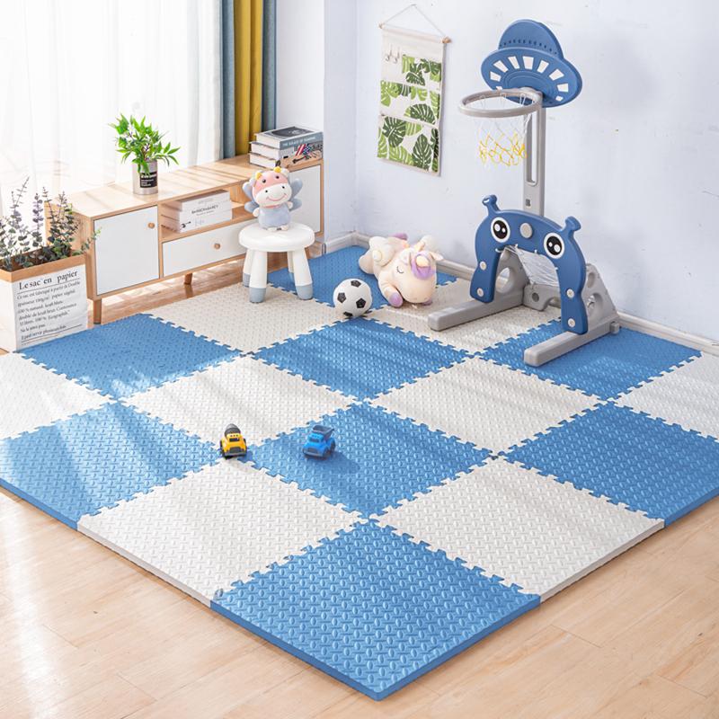 Puzzlematte für Kinder, Fliesen, Schaumstoff, Baby-Spielmatte, Kinderteppich, Matte für Heimtrainingsgeräte, Bodenpolsterung für Kinder 8PCS weiß/blau von Joom DACH