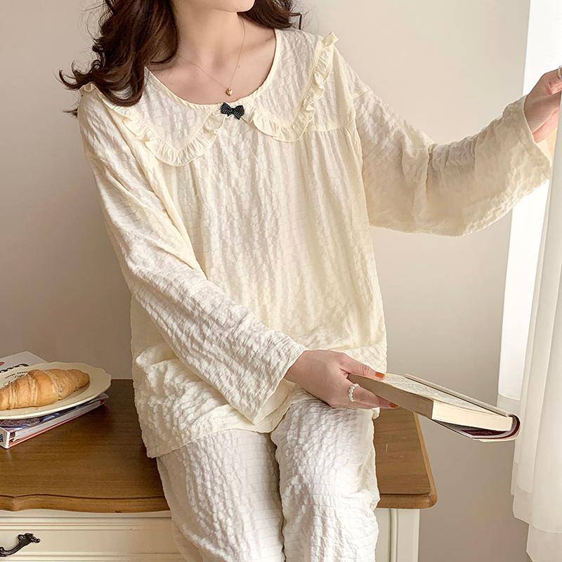 Pyjama-Set Langarm Damen Herbst Frühling Blumendruck Dünn Kawaii Damen 2-teilig Kimono-Pyjama XXL von Joom DACH