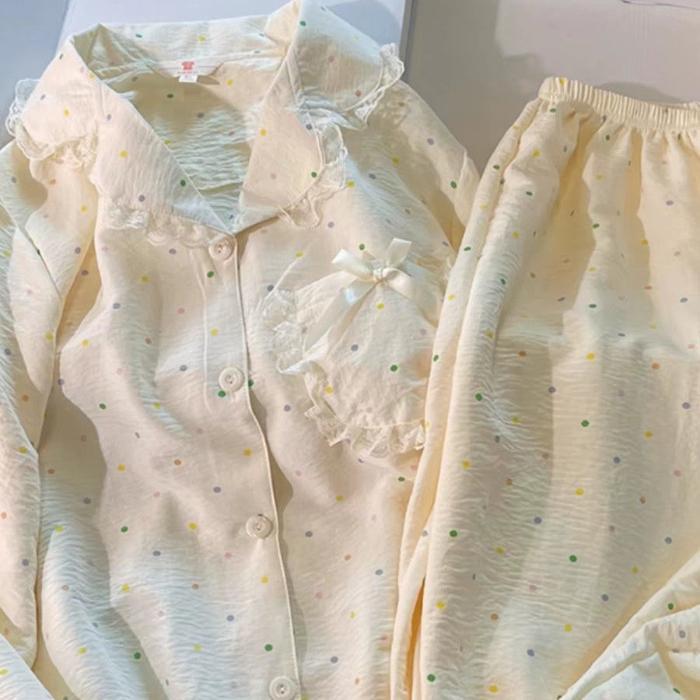 Pyjama in großer Größe für Damen, Pyjama-Set mit Cartoon-Print, Langarm-Oberteil + Hose, Hauskleidung, Hautfreundliches Pyjama-Set, Cardigan 5XL von Joom DACH