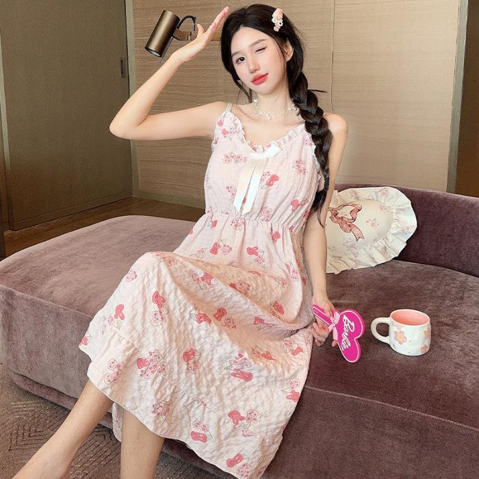 Pyjamakleid, süßes Damen-Sommer-Wolken-Baumwolle, großes Pyjamakleid aus Spitze, Heimkleidung, Pyjama, süßes Kleid im Prinzessinnenstil 2XL von Joom DACH